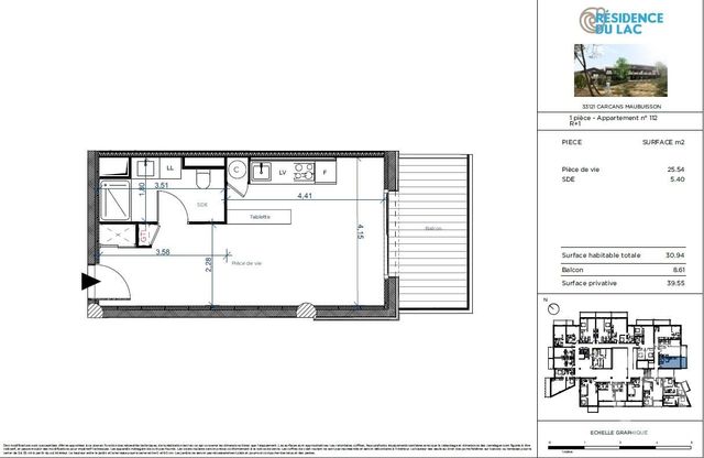 Appartement T1 à vendre - 1 pièce - 30.94 m2 - CARCANS - 33 - AQUITAINE - Century 21 Agence Biran Appartement T1 à vendre - 1 pièce - 30.94 m2 - CARCANS - 33 - AQUITAINE - Century 21 Agence Biran