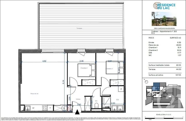 Appartement T3 à vendre - 3 pièces - 63.55 m2 - CARCANS - 33 - AQUITAINE - Century 21 Agence Biran Appartement T3 à vendre - 3 pièces - 63.55 m2 - CARCANS - 33 - AQUITAINE - Century 21 Agence Biran