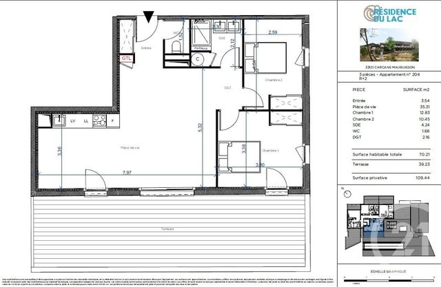 Appartement T3 à vendre - 3 pièces - 70.21 m2 - CARCANS - 33 - AQUITAINE - Century 21 Agence Biran Appartement T3 à vendre - 3 pièces - 70.21 m2 - CARCANS - 33 - AQUITAINE - Century 21 Agence Biran